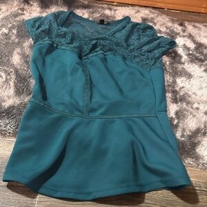 Dynamite Deep Teal Lace Top